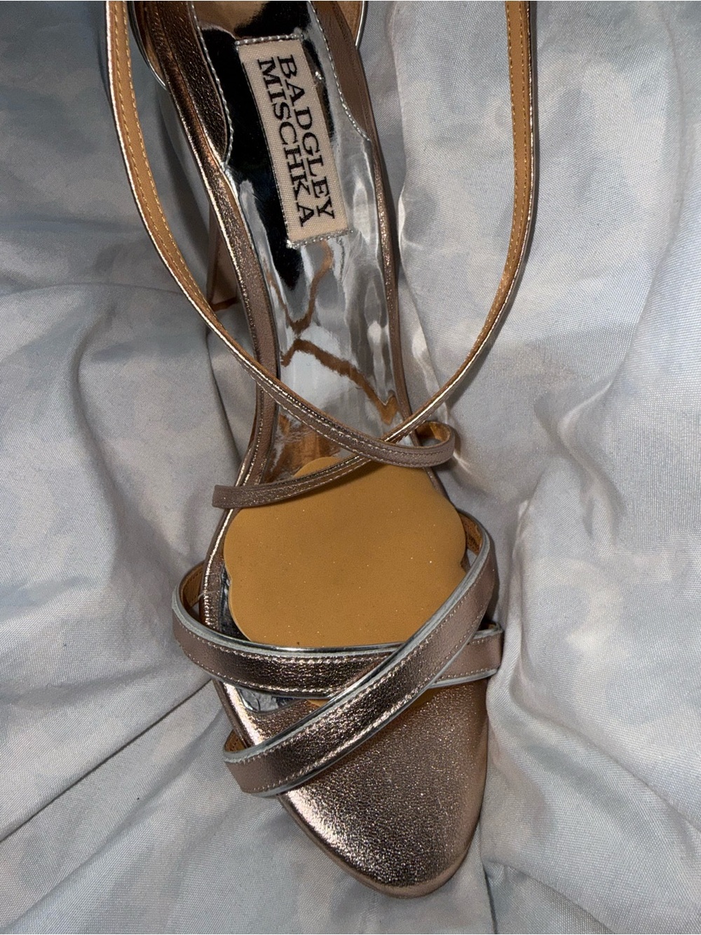 Badgley Mischka Metallic Rose Gold Strappy Stiletto Sandal - Picture 3 of 16